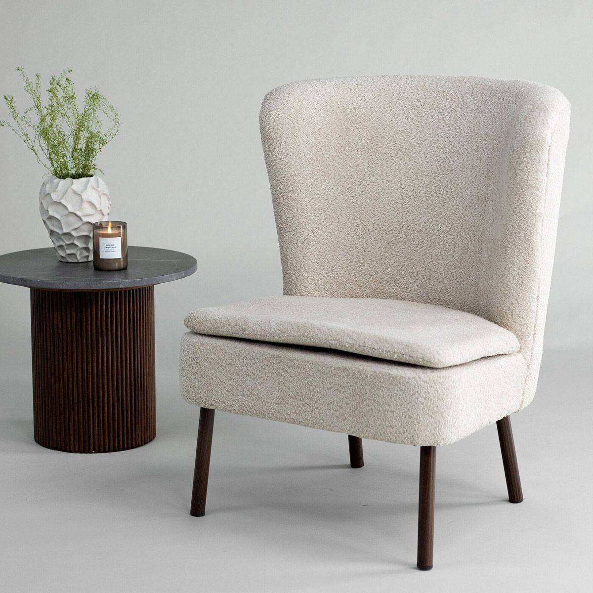 Paris Prix - Fauteuil Design Bouclette "Hallso" 92cm Beige - Image 7