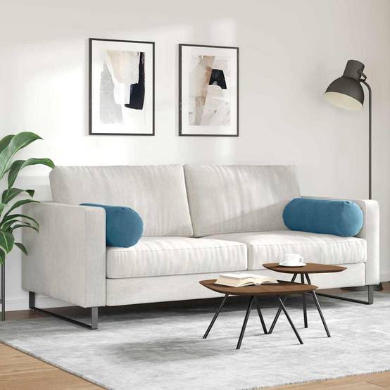Grand Coussin Rouleau x2 Velours Côtelé Doux Déhoussable Décoratif pour Canapé et Lit Bleu Ø25x70 cm – ComfortXL Outdoor Living - Image 4