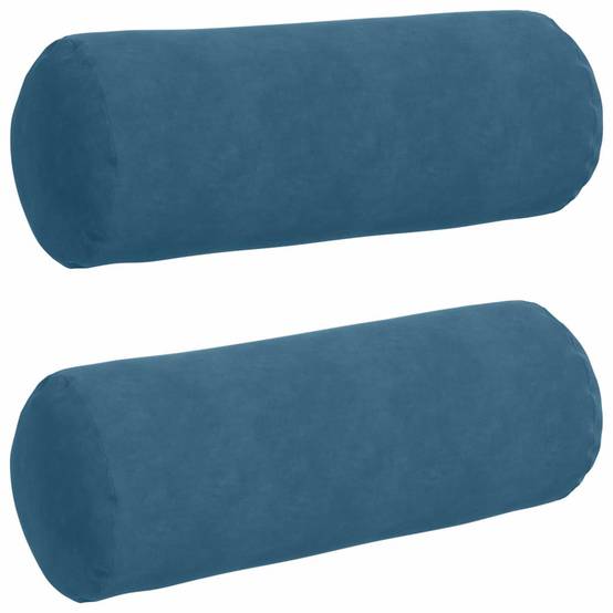 Grand Coussin Rouleau x2 Velours Côtelé Doux Déhoussable Décoratif pour Canapé et Lit Bleu Ø25x70 cm – ComfortXL Outdoor Living - Image 2
