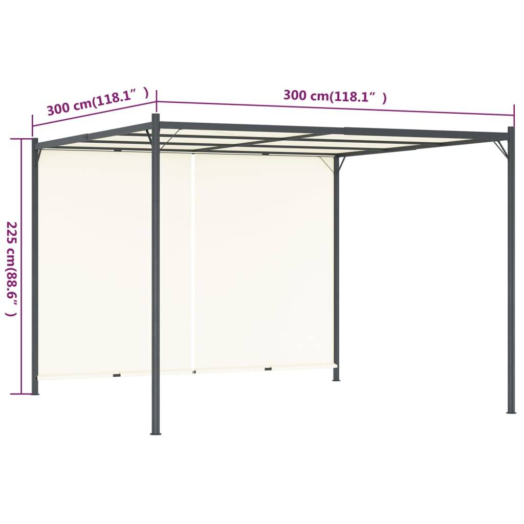 Tonnelle de Jardin 3x3m Acier Toit Coulissant Réglable Blanc Crème - ComfortXL Outdoor Living - Image 7