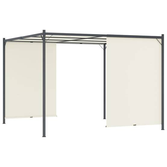 Tonnelle de Jardin 3x3m Acier Toit Coulissant Réglable Blanc Crème - ComfortXL Outdoor Living - Image 3