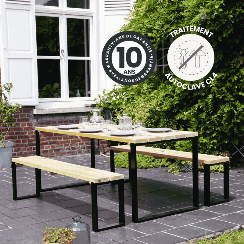 Forest Style - TABLE JARDIN 6 PERSONNES BOIS ET METAL - Imagen 3