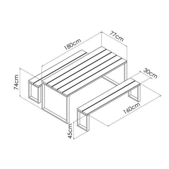 Forest Style - TABLE JARDIN 6 PERSONNES BOIS ET METAL - Imagen 4