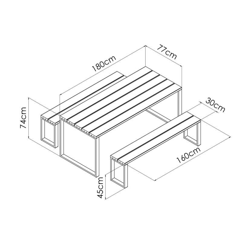 Forest Style - TABLE JARDIN 6 PERSONNES BOIS ET METAL - Imagen 4