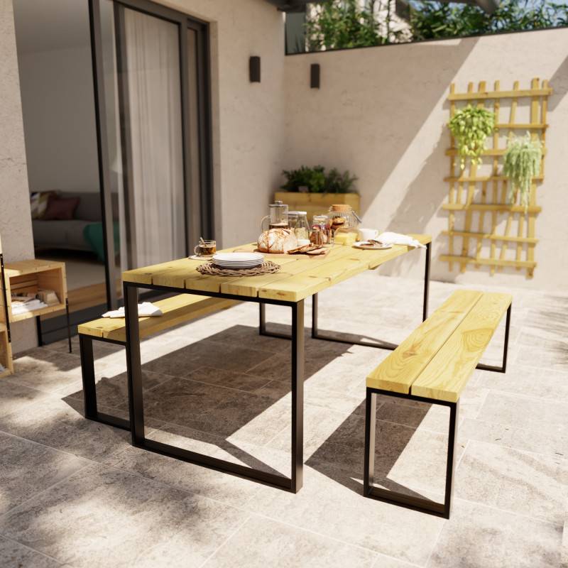 Forest Style - TABLE JARDIN 6 PERSONNES BOIS ET METAL - Imagen 2