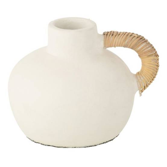 Vase Déco "Léo" 36cm Blanc & Naturel - Image 1