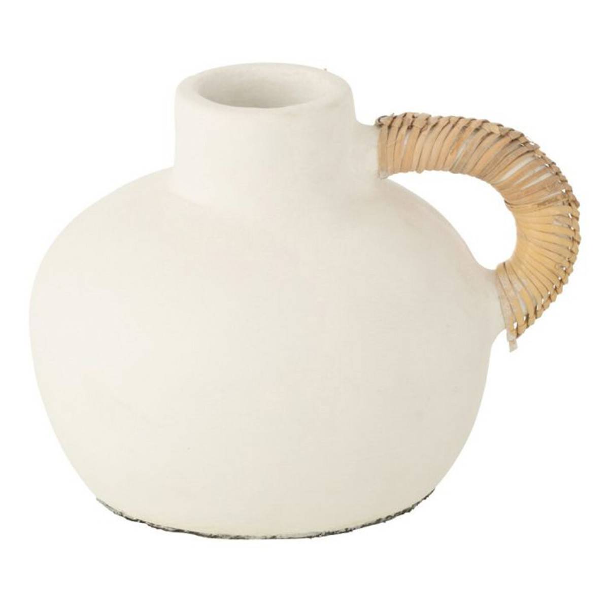 Vase Déco "Léo" 36cm Blanc & Naturel - Image 1