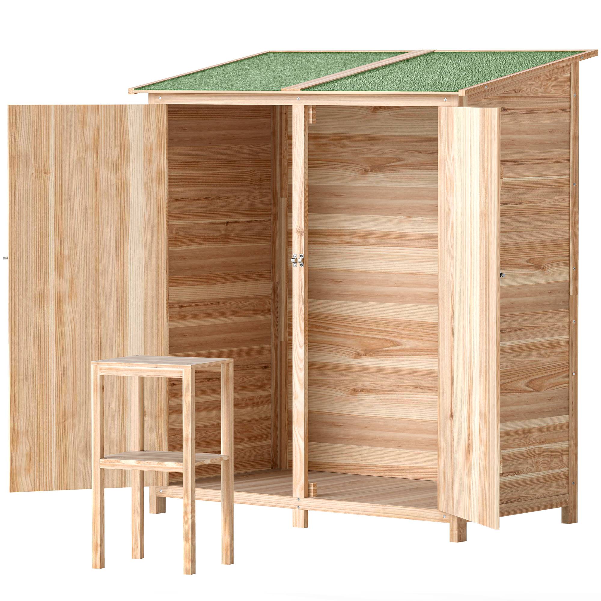 Abri outils avec table d'appoint, bois de sapin, 140x75x157 cm - Image 2