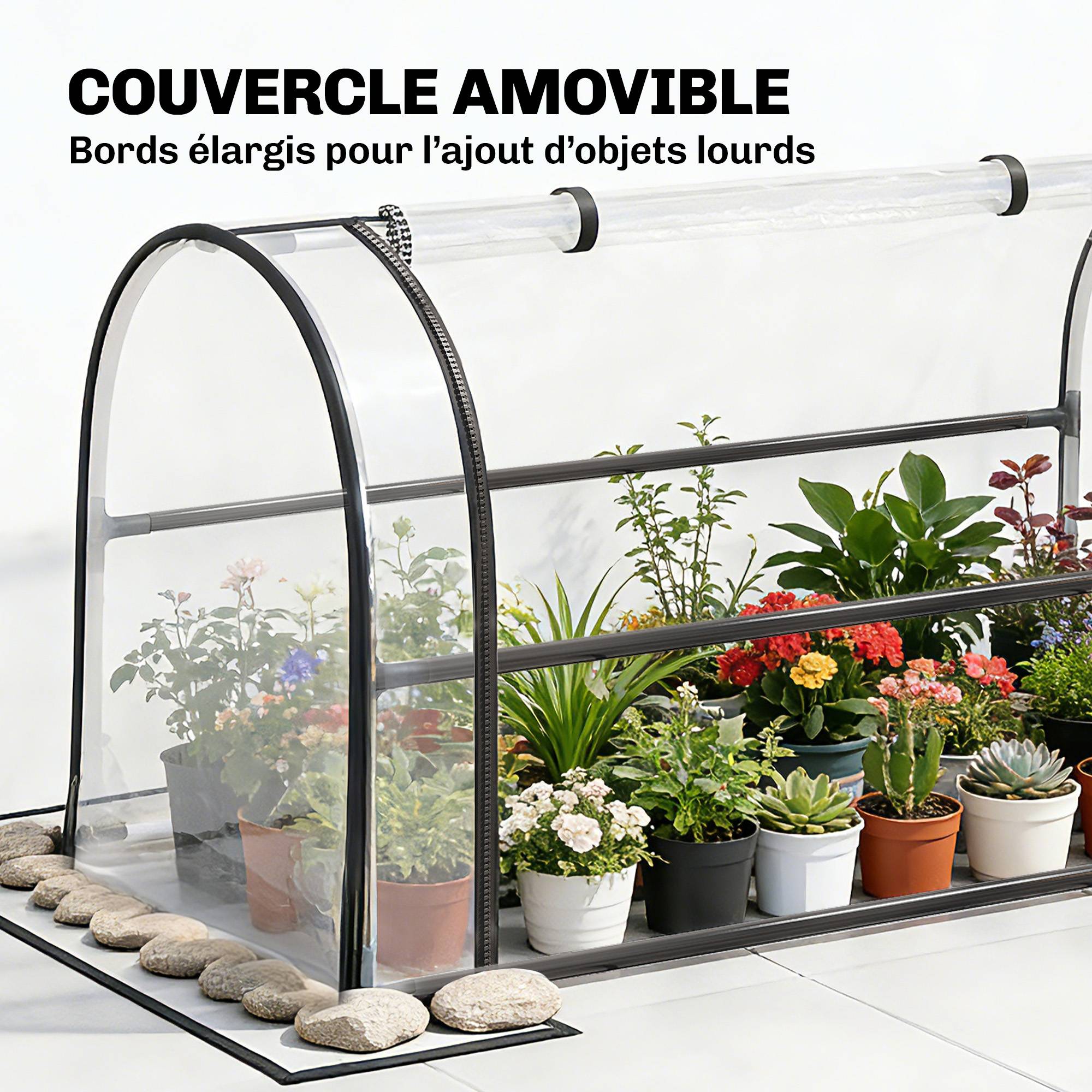 ComfortXL - Potager sur pieds métal avec serre de protection amovible 100x49x136cm noir - ComfortXL Outdoor Living - Image 7