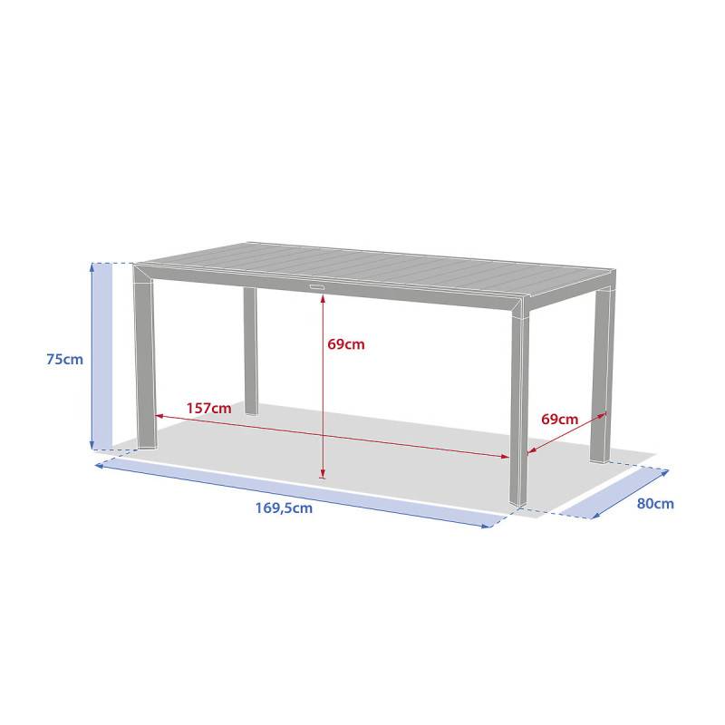 Hesperide - Table de jardin "Évasion" effet bois lin & argile 6 places lates en aluminium Hespéride - Image 4