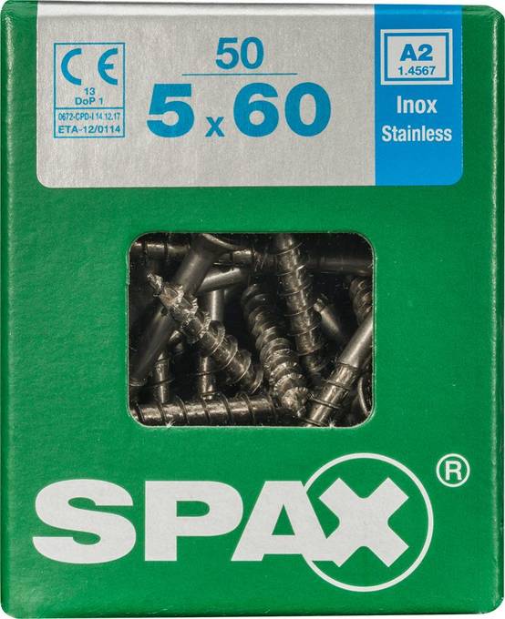 Spax - Lot de 50 vis inox tête fraisée torx SPAX, Diam.5 mm x L.60 mm - Image 3