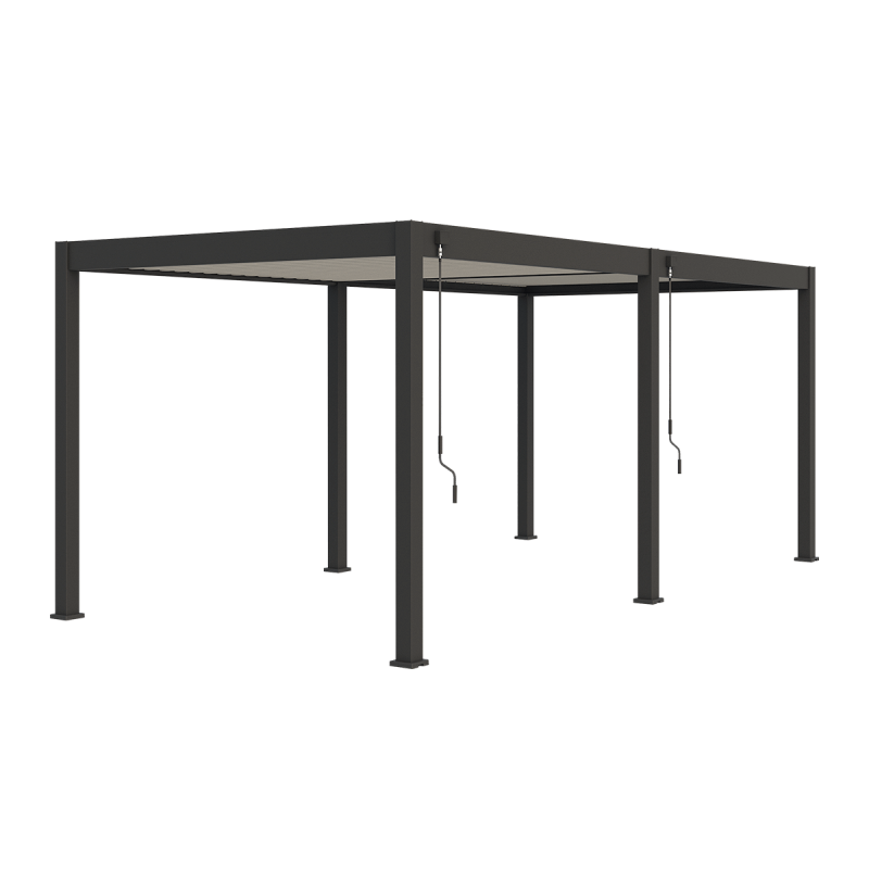Ombrea - Pergola bioclimatique Ombréa autoportante VS - 3x6M bicolore + 2 stores anthracites - Image 2
