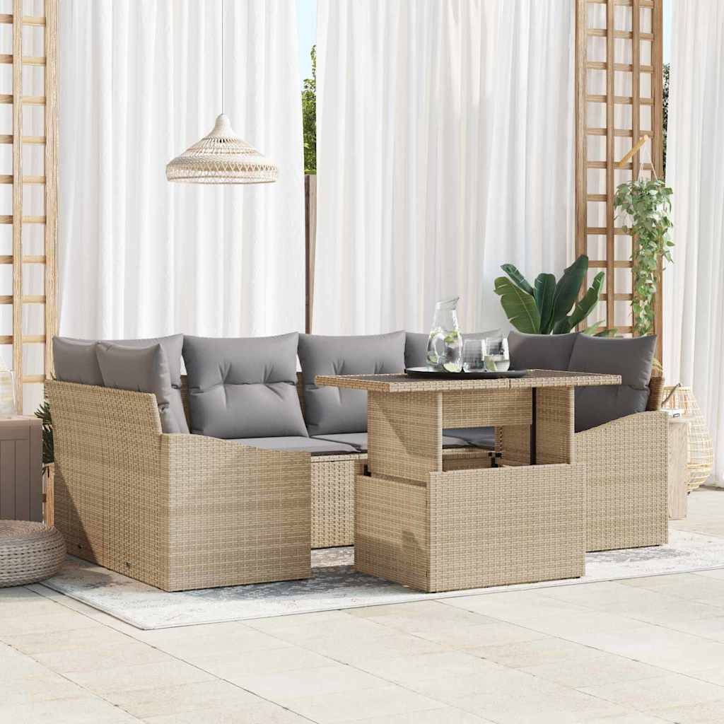ComfortXL - Salon de Jardin Beige et Gris Clair 7 Pièces Modulable avec Angle pour Détente et Convivialité – ComfortXL Outdoor Living