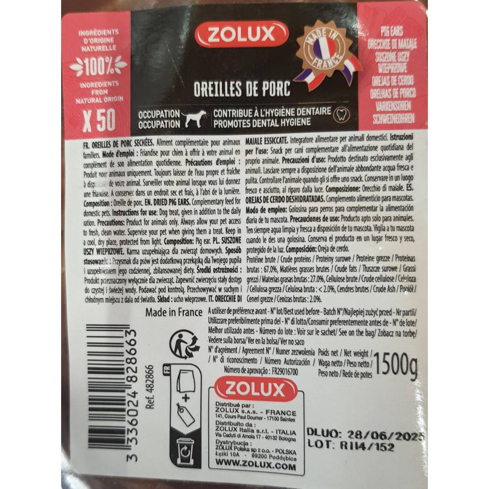 Zolux - Friandises 50 Oreilles de porc pour chien - Imagen 4