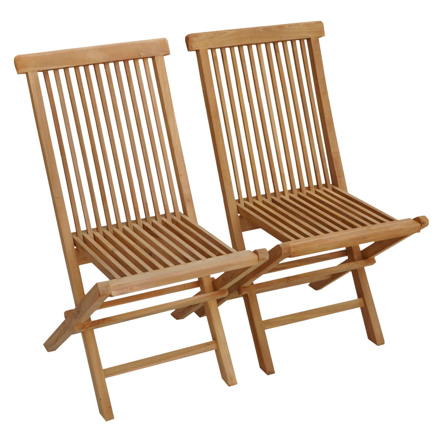 Lot de 2 chaises de jardin en teck LOMBOK - HAPPY GARDEN - Imagen 1