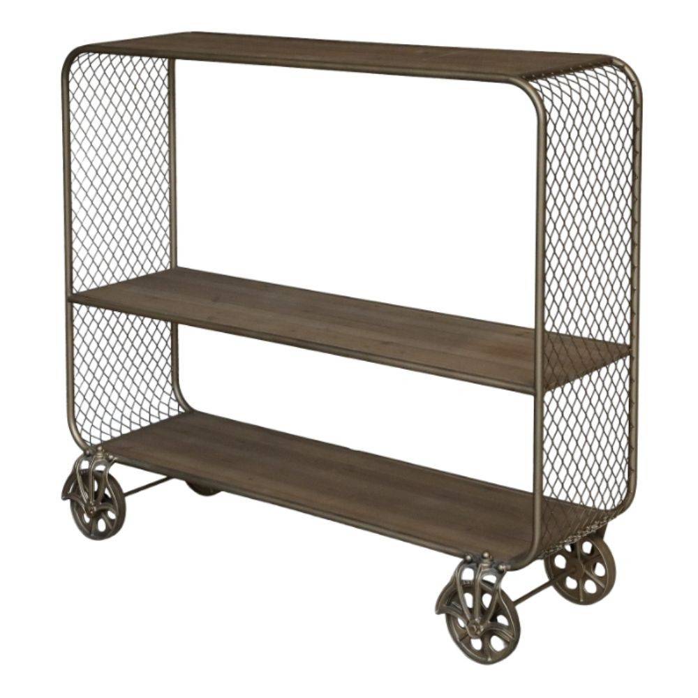 Chemin De Campagne - Meuble desserte chariot de cuisine métal laiton bois marron 114cm Chemin de campagne - Imagen 1