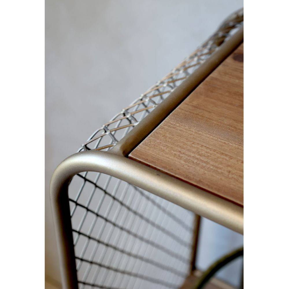 Chemin De Campagne - Meuble desserte chariot de cuisine métal laiton bois marron 114cm Chemin de campagne - Imagen 5