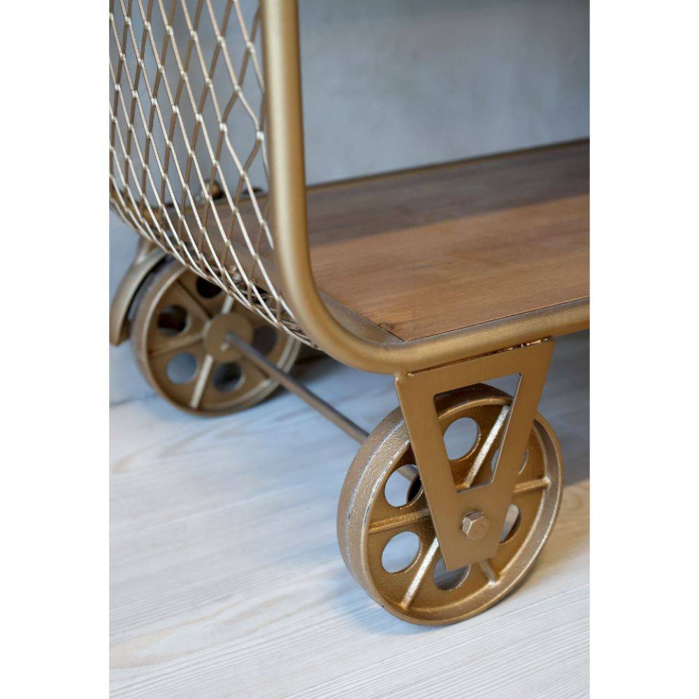 Chemin De Campagne - Meuble desserte chariot de cuisine métal laiton bois marron 114cm Chemin de campagne - Imagen 6