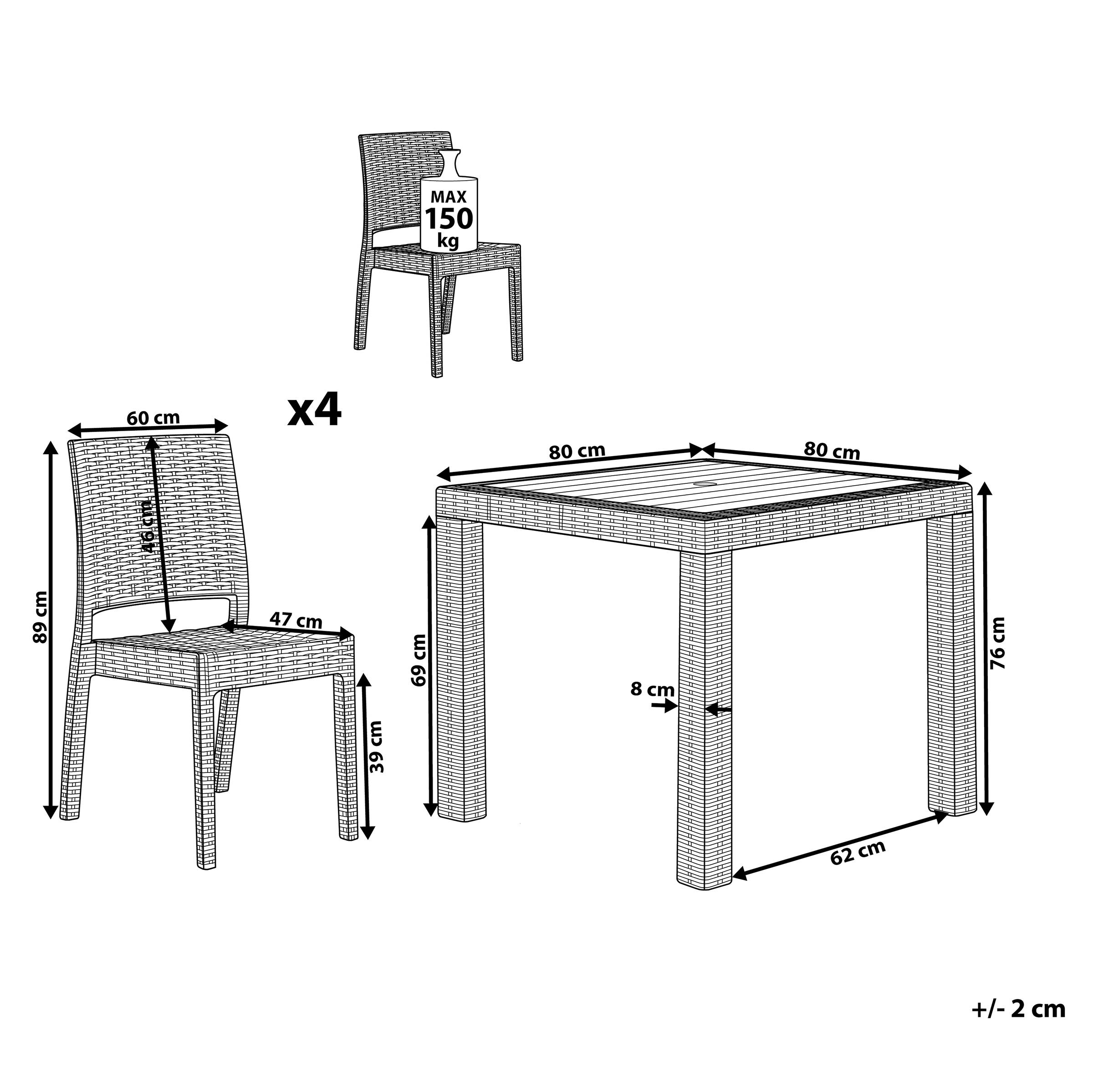 Beliani - Set de salle à manger Matière synthétique Gris graphite FOSSANO Beliani - Imagen 2