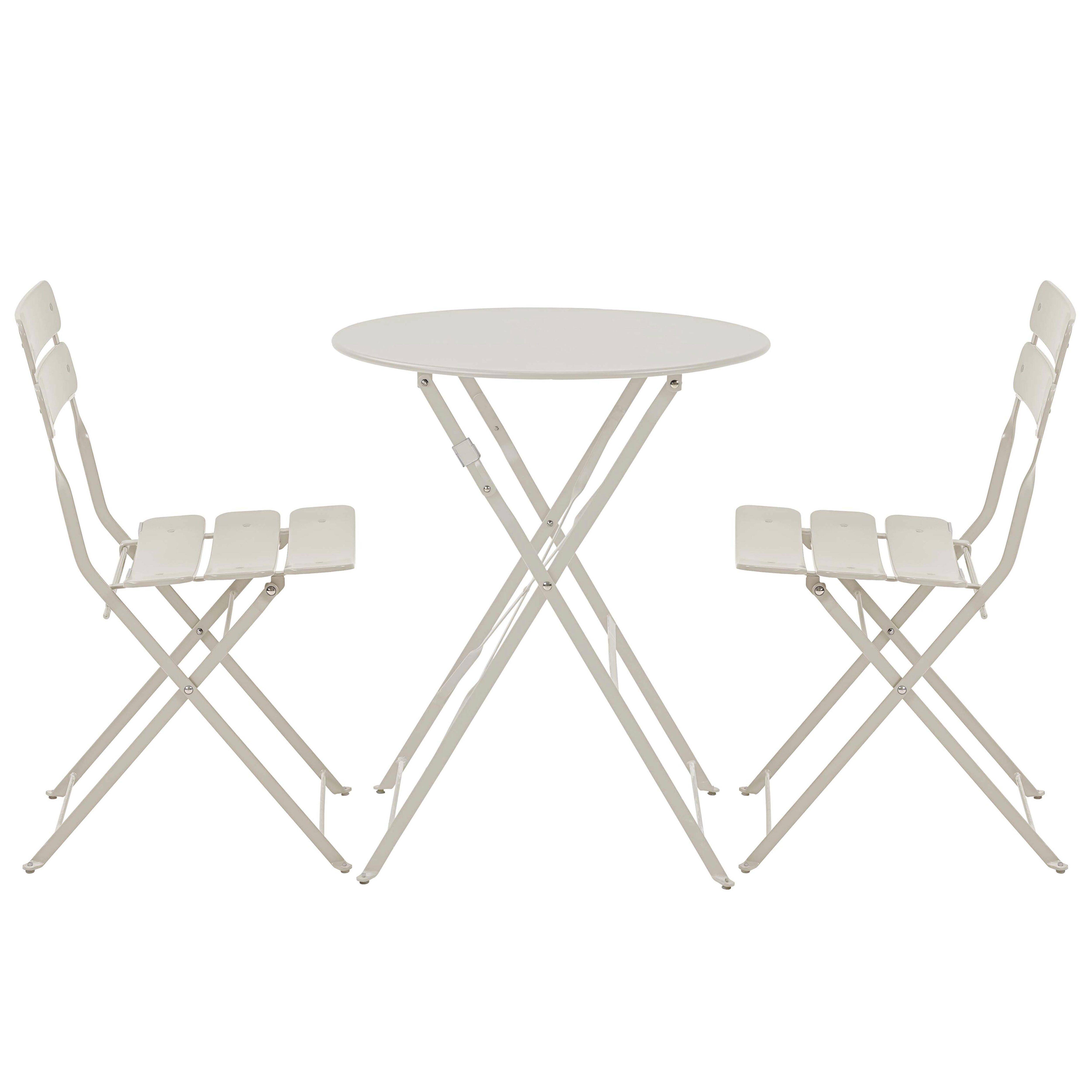 Oviala - Table de terrasse ronde pliante et 2 chaises pliantes beige clair Annecy - Oviala - Image 1