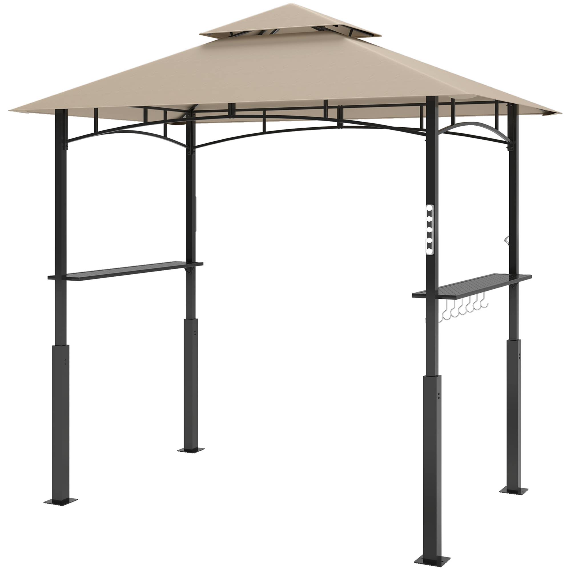 ComfortXL - Tonnelle de barbecue métal pour jardin double toit aéré 243x148cm kaki - ComfortXL Outdoor Living - Image 2