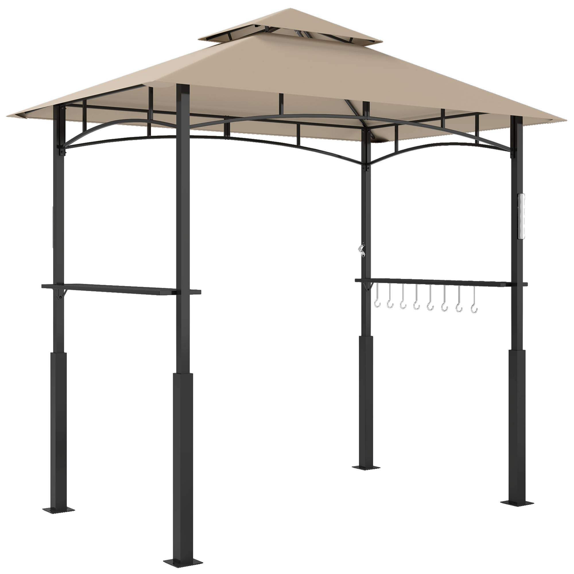 ComfortXL - Tonnelle de barbecue métal pour jardin double toit aéré 243x148cm kaki - ComfortXL Outdoor Living - Image 1