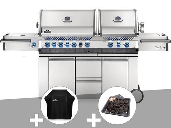 Napoleon - Barbecue à gaz Prestige Pro 825 + Housse de protection + Plateau charbon - Napoleon