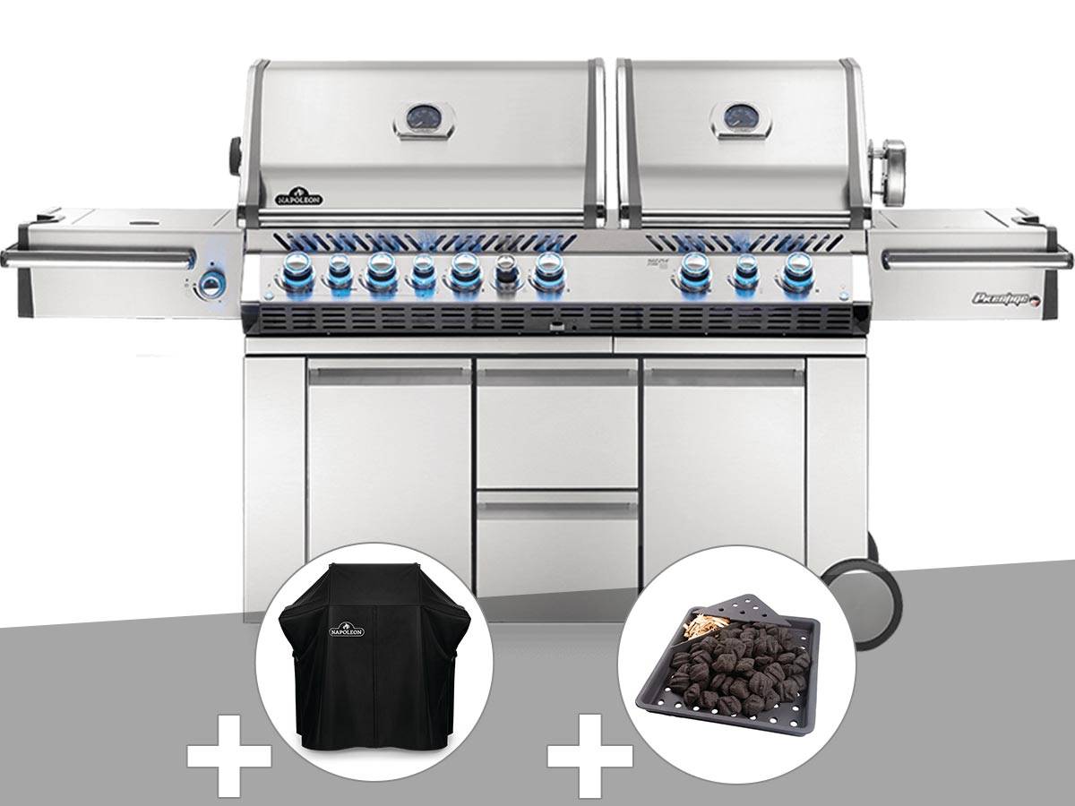 Napoleon - Barbecue à gaz Prestige Pro 825 + Housse de protection + Plateau charbon - Napoleon