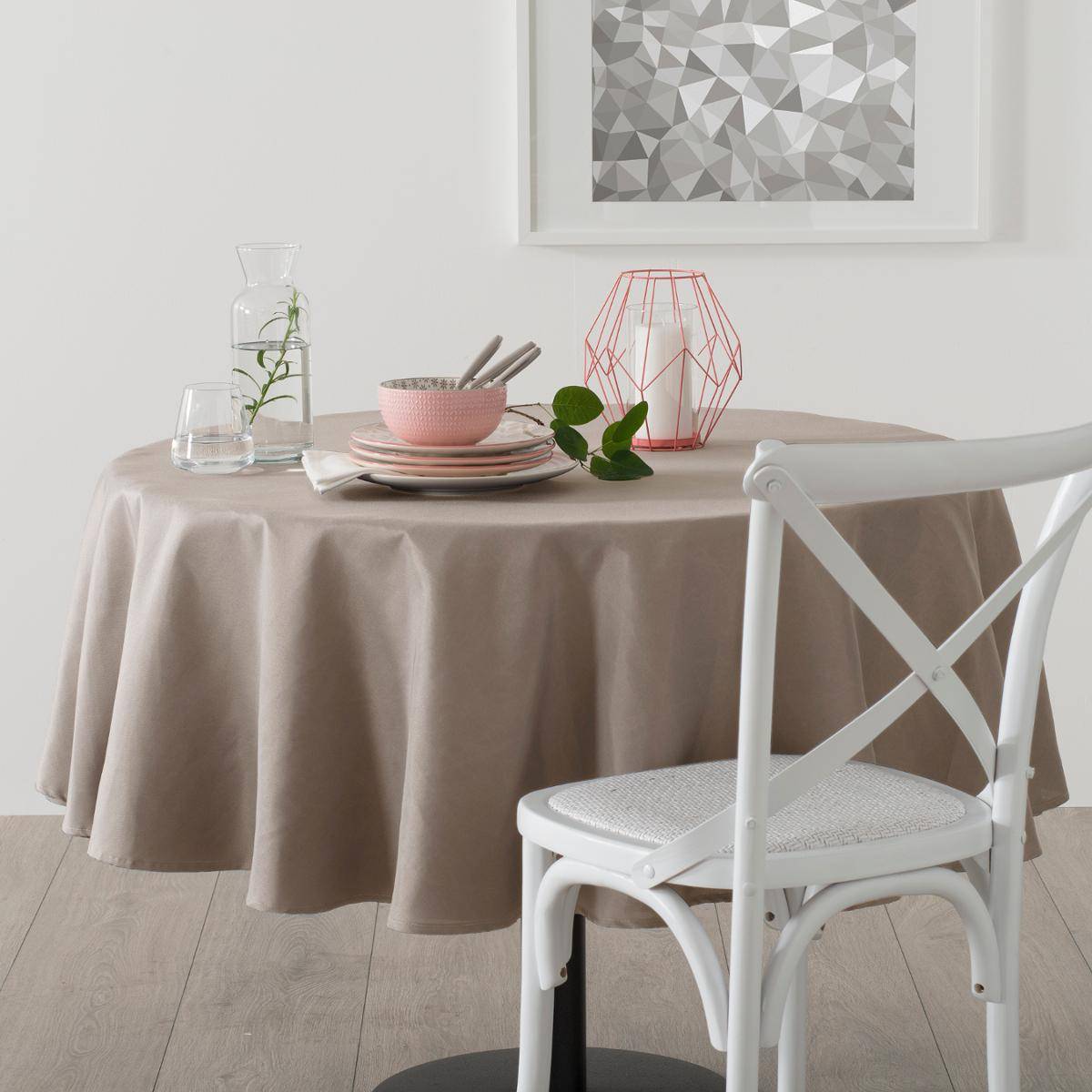 Atmosphera - Nappe "Lallie" anti-tâche beige D180cm - Atmosphera Créateur d'intérieur - Imagen 5