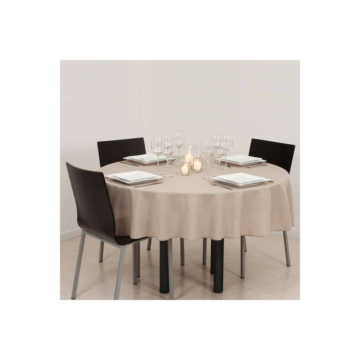 Nappe ronde anti-tache Beige Lin D 180 cm - Imagen 5