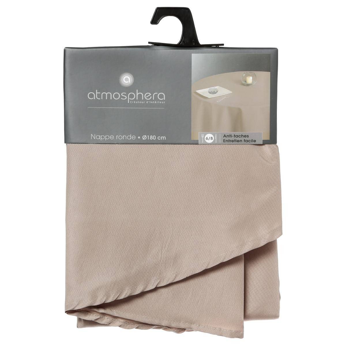 Nappe ronde anti-tache Beige Lin D 180 cm - Imagen 4