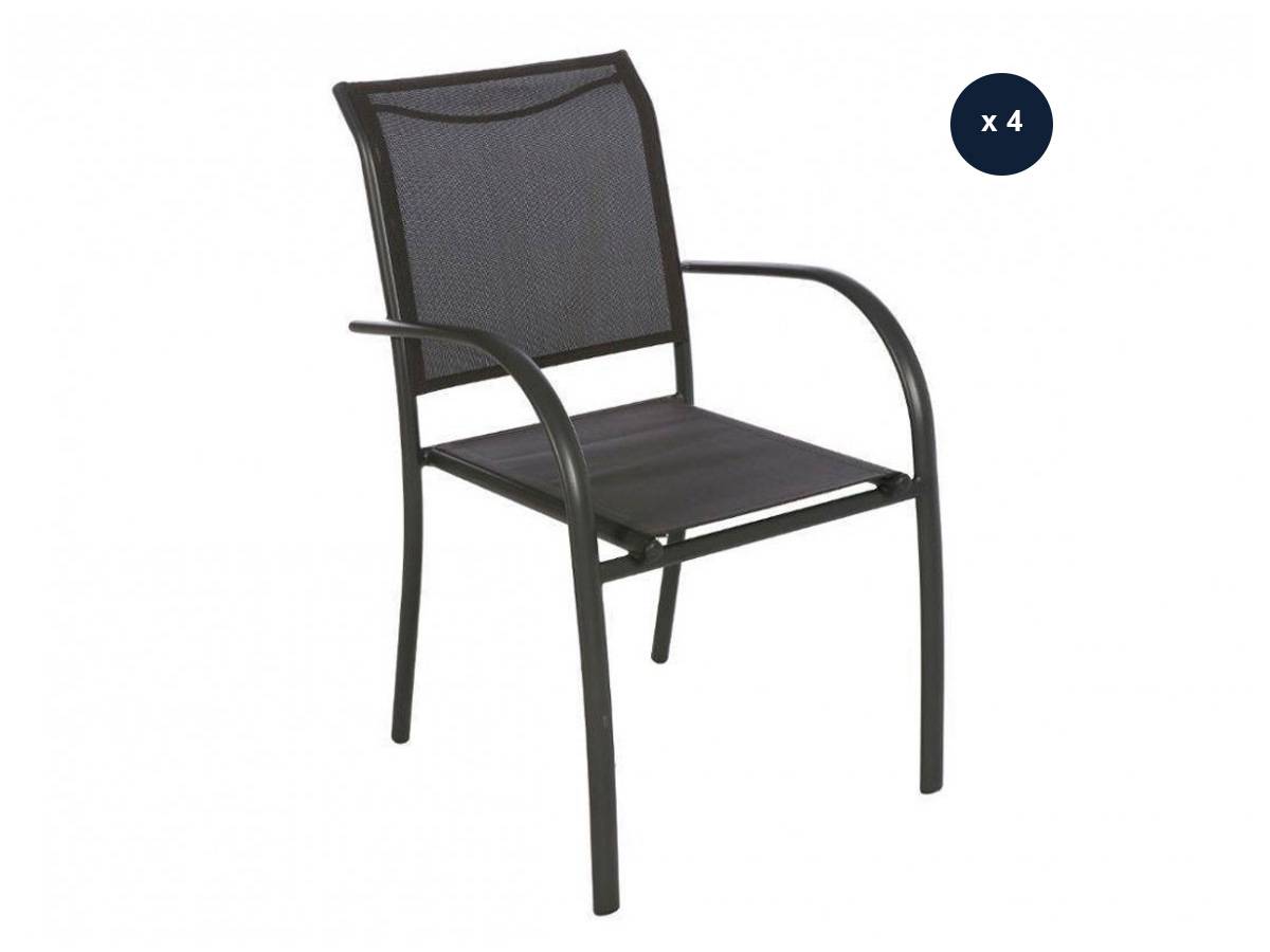 Hesperide - Lot de 4 fauteuils de jardin en texaline Piazza Gris anthracite/Graphite - Imagen 1
