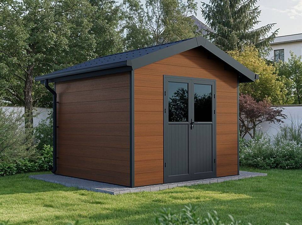 Direct Abris - Abri de Jardin Composite ISORA - 9m2 Brun - Cabane Atelier / Abri Velo - Image 1