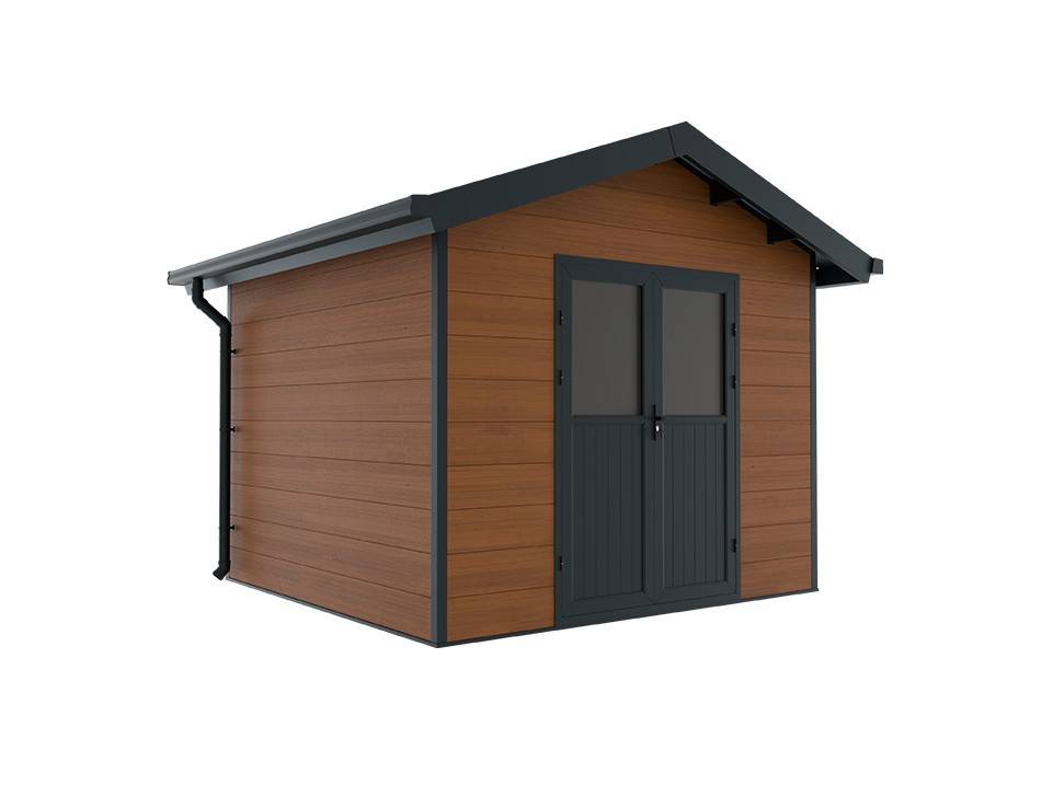 Direct Abris - Abri de Jardin Composite ISORA - 9m2 Brun - Cabane Atelier / Abri Velo - Image 2