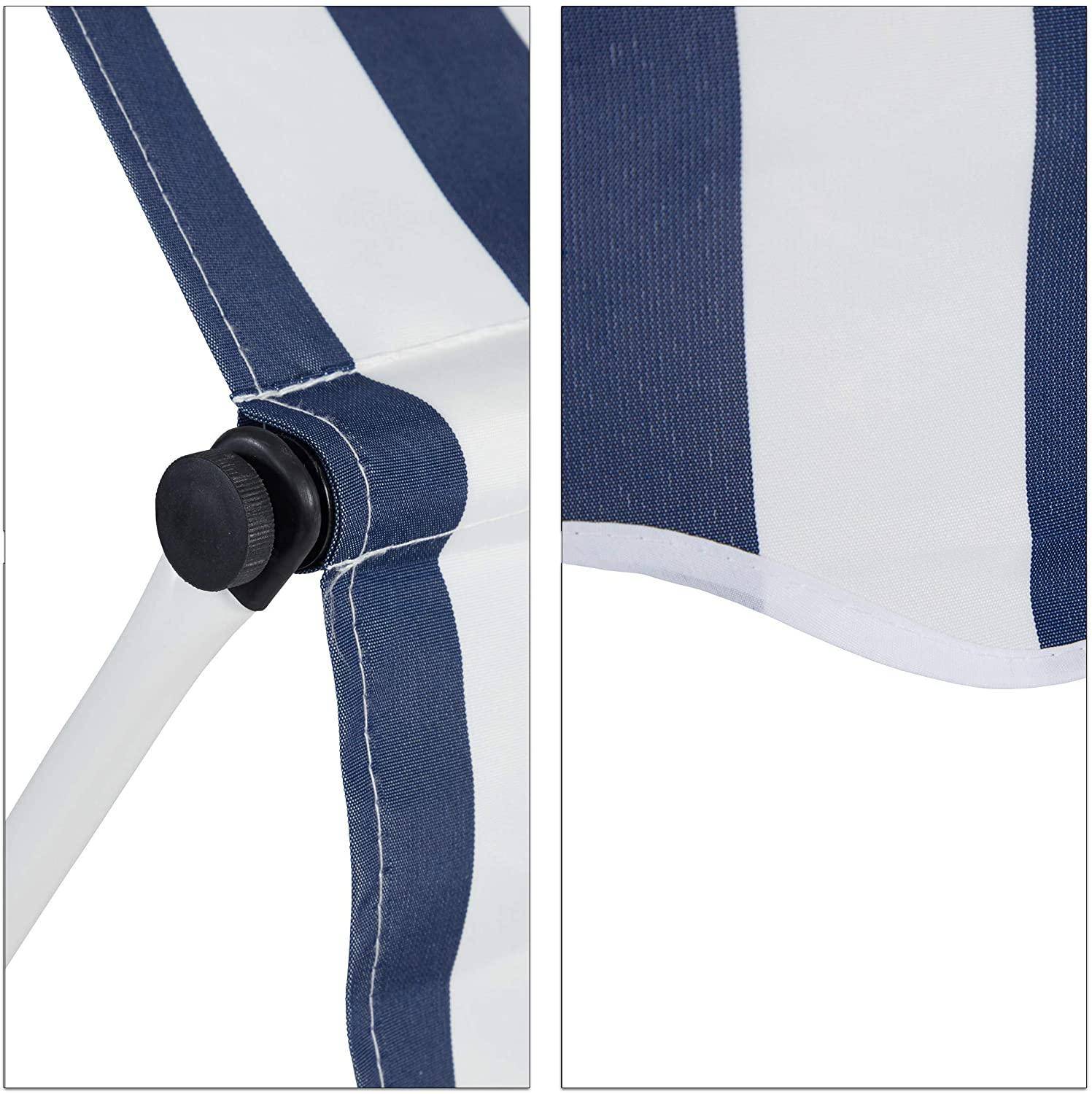 Helloshop26 - Copie de Store banne télescopique de balcon manivelle hauteur réglable résistant uv polyester acier 150 x 120 cm blanc et bleu - Imagen 3
