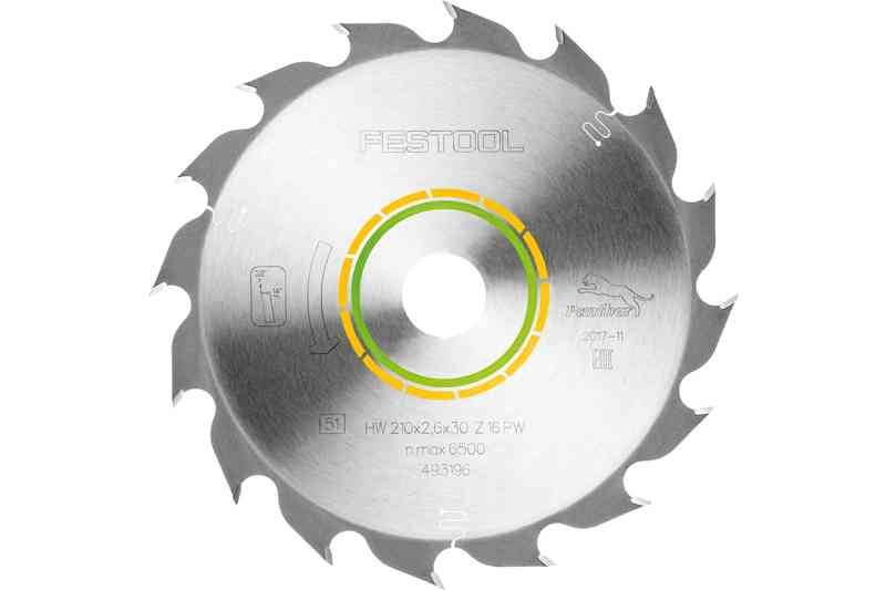 Lame de scie à bois Panther 210x2.6x30 FESTOOL PW16 dents pour TS 75 - 493196 - Image 1