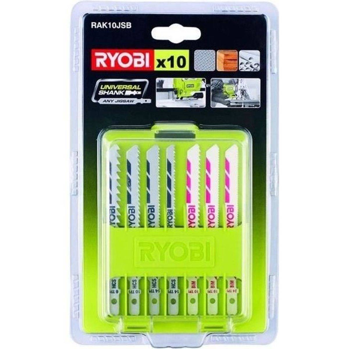 Lame de scie sauteuse RYOBI RAK10JSB 102 mm, queue universelle, lot de 10 lames - RYOBI - Image 1