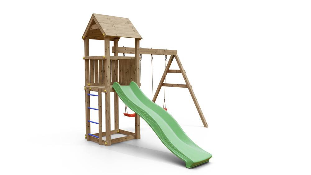 Chalet & Jardin - Aire de jeu extérieur en bois - 1 toboggan + 2 balançoires - 348x284x188cm - Ambroise Chalet & Jardin - Imagen 2