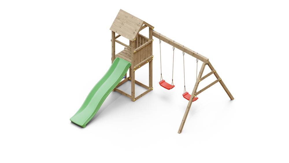 Chalet & Jardin - Aire de jeu extérieur en bois - 1 toboggan + 2 balançoires - 348x284x188cm - Ambroise Chalet & Jardin - Imagen 1
