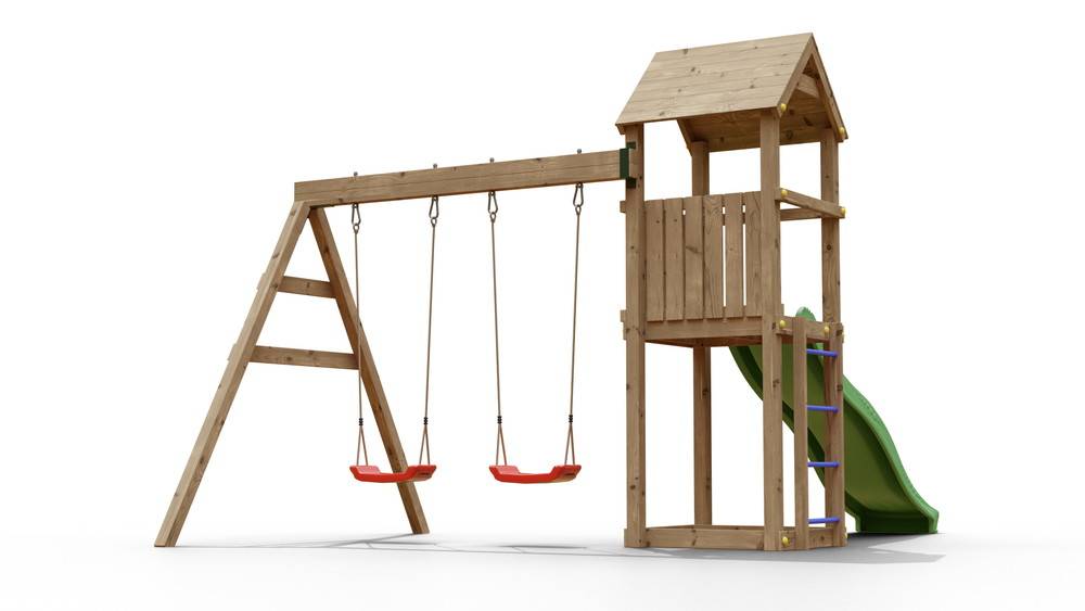Chalet & Jardin - Aire de jeu extérieur en bois - 1 toboggan + 2 balançoires - 348x284x188cm - Ambroise Chalet & Jardin - Imagen 3
