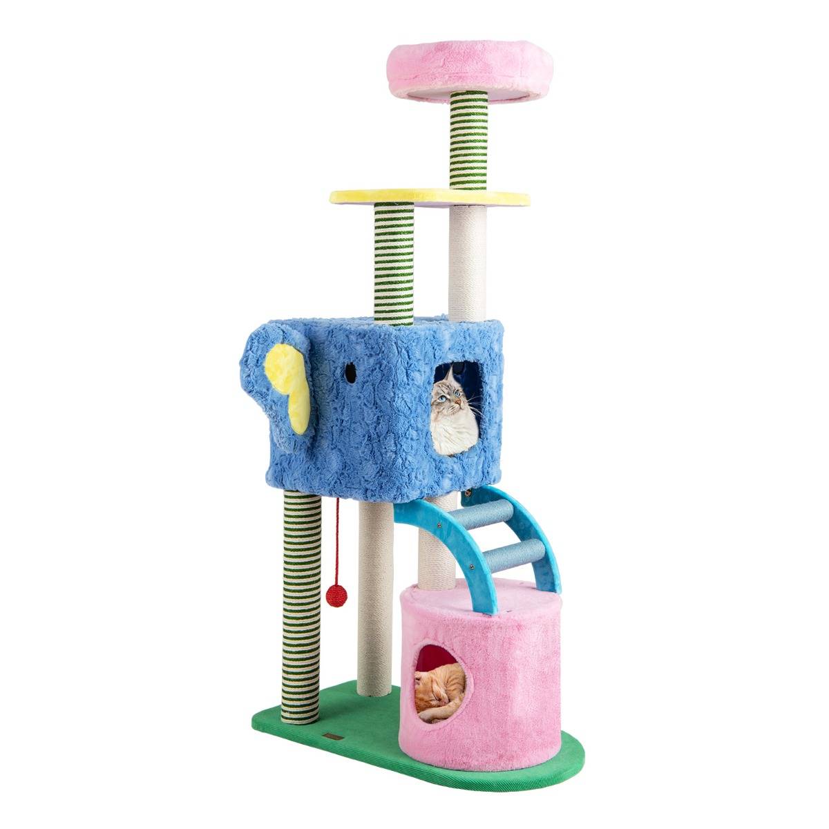 Maison Chic - Arbre à Chat Éléphant avec 2 Grottes Coussin de Repos Poteau à Gratter et Échelle Tour à Chat - Image 1