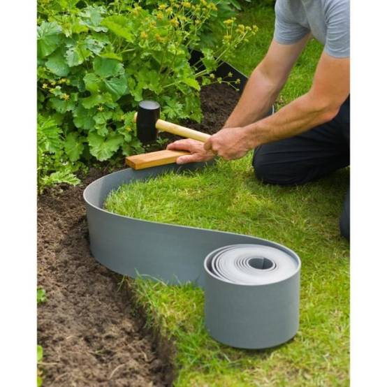 Bordure de jardin en polypropylene NATURE - Epaisseur 3 mm - H 15 cm x 10 m - Gris - Image 4