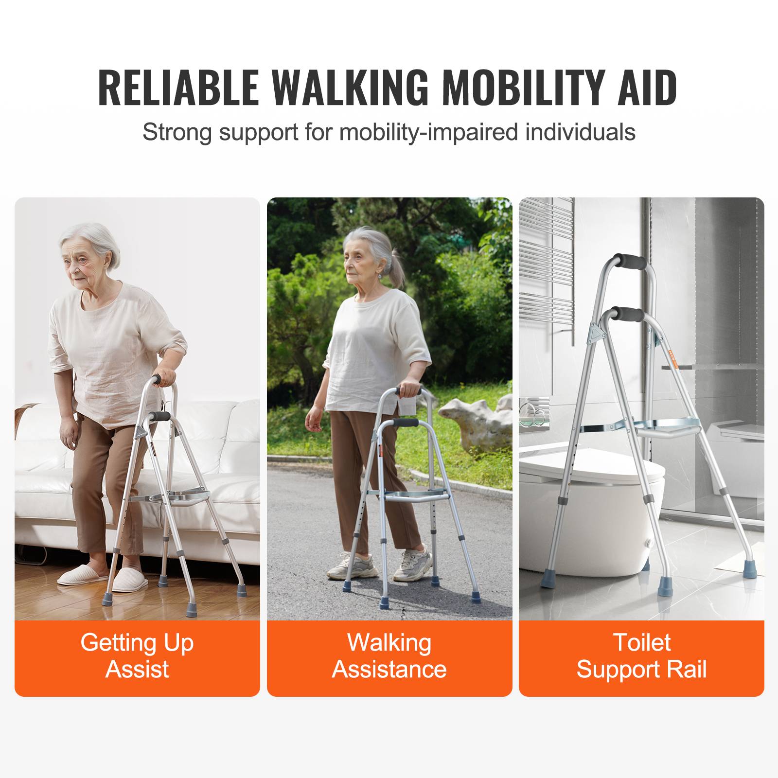 VEVOR Déambulateur pliable à un bras pour personnes âgées et hauteur réglable - Image 6