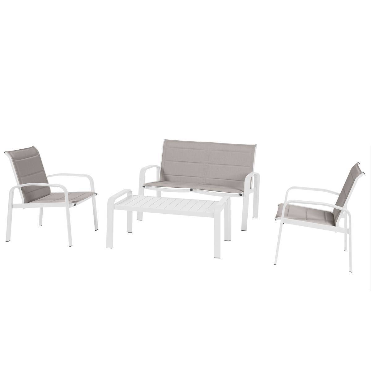Hesperide - Salon de jardin "Elyn" noisette & blanc 4 places en aluminium Hespéride - Imagen 1