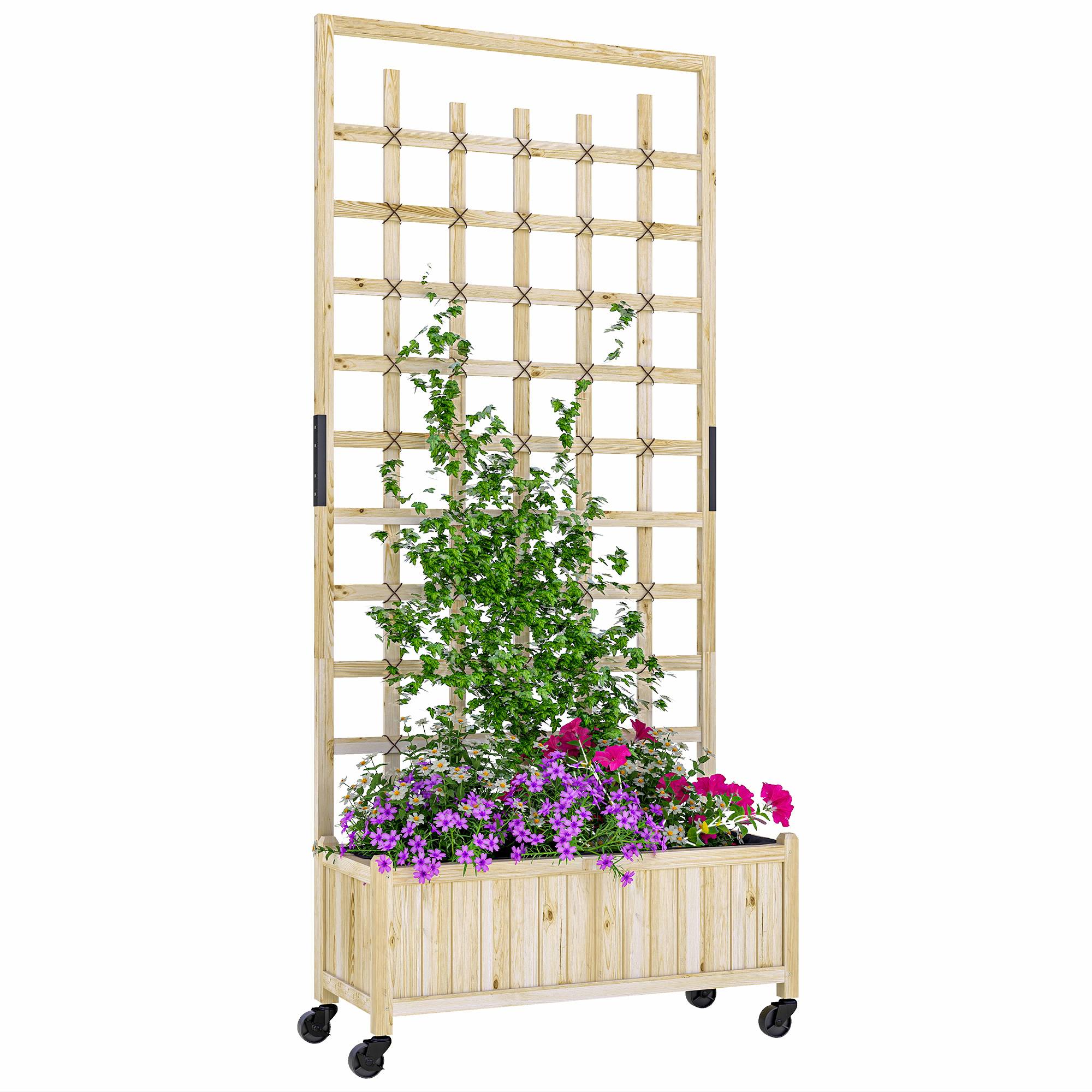 Jardinière avec treillis bois naturel 82,5 x 35 x 186 cm - PANGIVO - Image 1