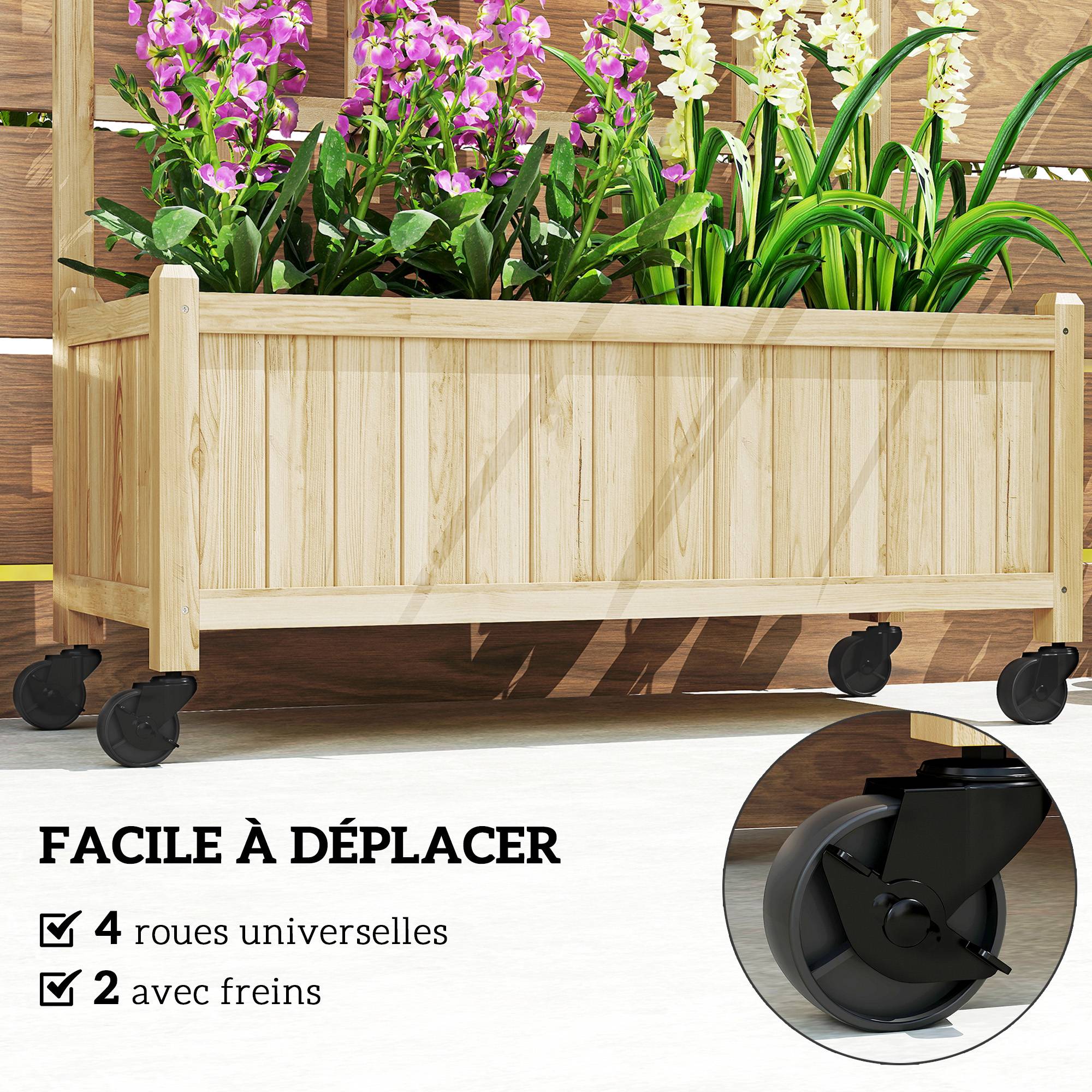 Jardinière avec treillis bois naturel 82,5 x 35 x 186 cm - PANGIVO - Image 8