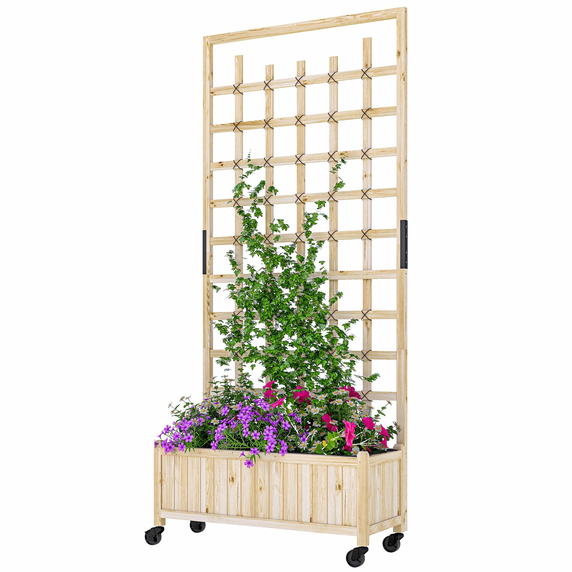 Jardinière avec treillis bois naturel 82,5 x 35 x 186 cm - PANGIVO - Image 2