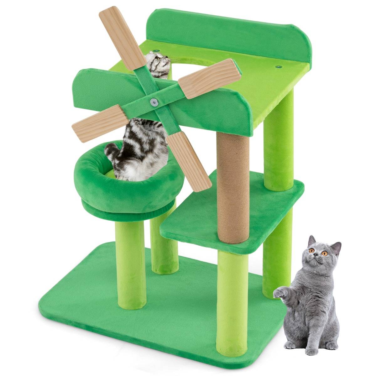 Maison Chic - Arbre à Chat Moulin à Vent Arbre à Chat Multi-niveaux avec Poteau à Gratter Plateforme Ronde - Image 1