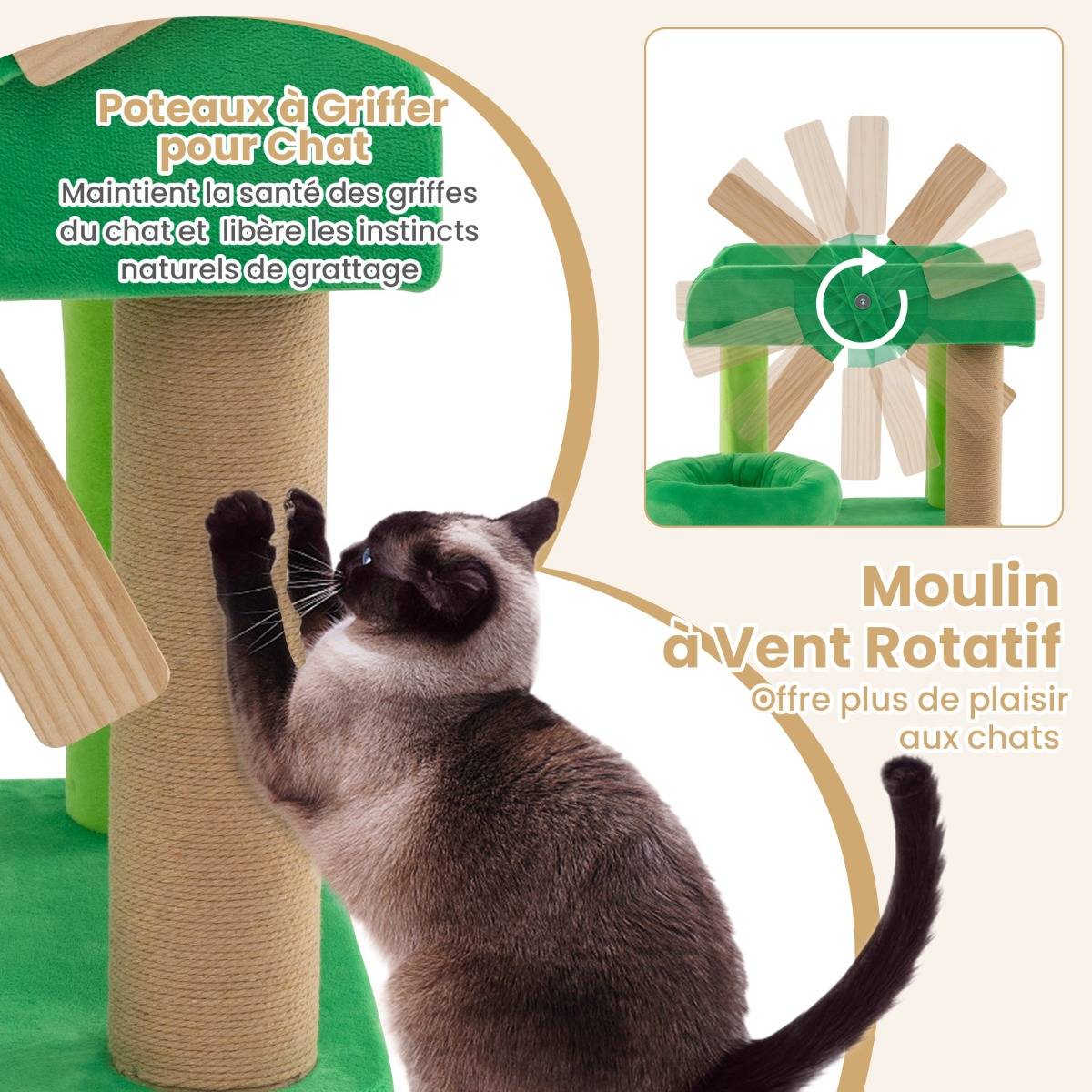 Maison Chic - Arbre à Chat Moulin à Vent Arbre à Chat Multi-niveaux avec Poteau à Gratter Plateforme Ronde - Image 6