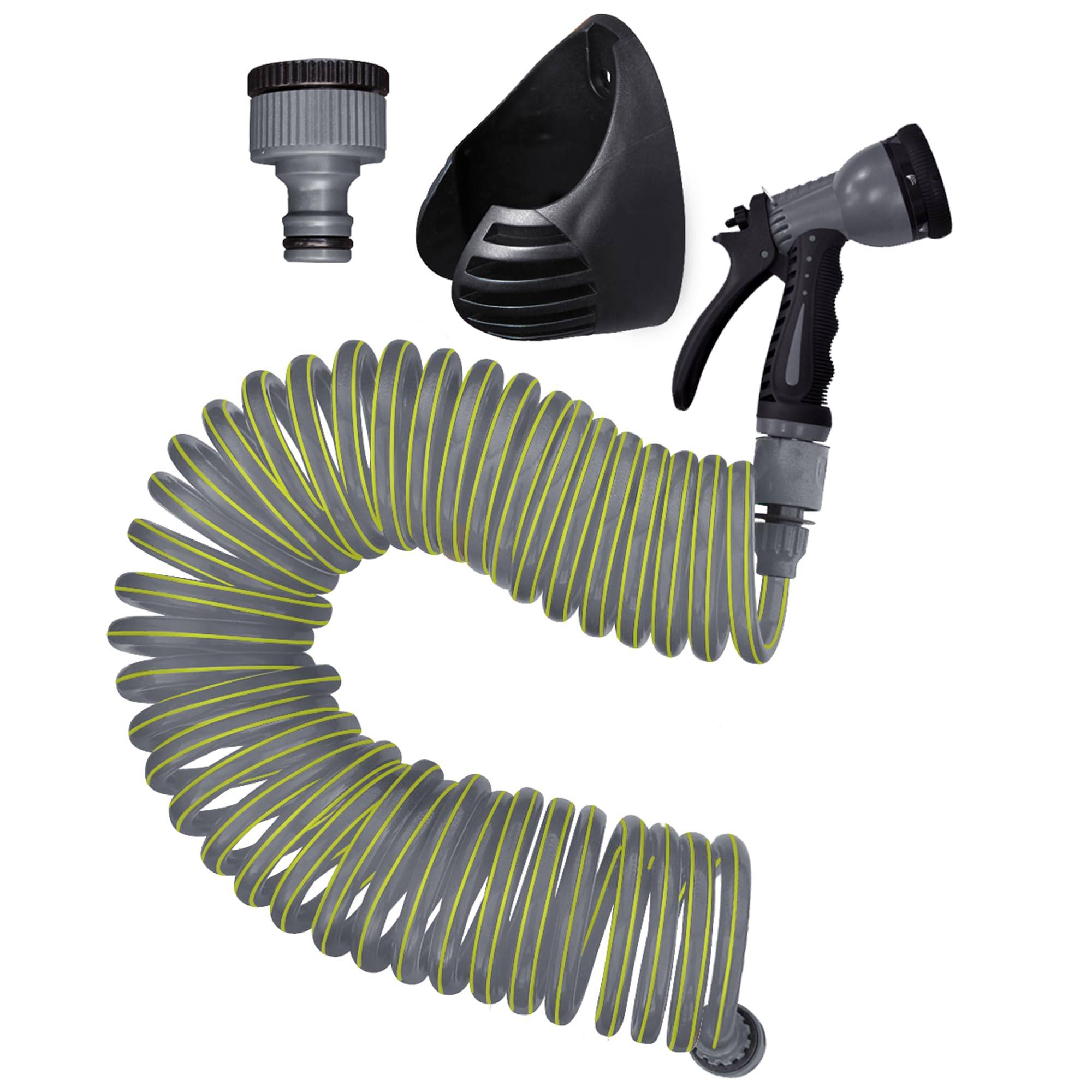Jardibric - Tuyau d'arrosage Serpentin PU Ø10 Jardibric Équipé avec Support et Pistolet d'Arrosage
